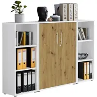 Moebel-dich-auf Aktenschrank TABOR 2 in weiß / Artisan Eiche, Schrankwand, Büroschrank, abschließbar, Metallgriffe