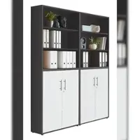 Moebel-dich-auf Aktenschrank TABOR 11 in anthrazit / weiß matt, Schrankwand, Büroschrank, abschließbar, Metallgriffe