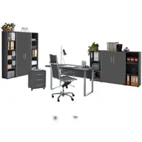 Moebel-dich-auf Büromöbel-Set TABOR 5 in anthrazit / anthrazit matt, Arbeitszimmer Komplett-Set Büro
