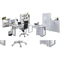 Moebel-dich-auf Büromöbel-Set TABOR PRO 6 in weiß / weiß Hochglanz, Arbeitszimmer Komplett-Set