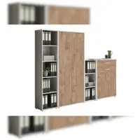 Moebel-dich-auf Aktenschrank TABOR 22 in lichtgrau / Gold Harbor Oak, Schrankwand, Büroschrank, abschließbar, Metallgriffe