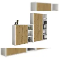 Moebel-dich-auf Aktenschrank TABOR 4 in weiß / Artisan Eiche, Schrankwand, Büroschrank, abschließbar, Metallgriffe