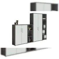 Moebel-dich-auf Aktenschrank TABOR 4 in anthrazit / weiß matt, Schrankwand, Büroschrank, abschließbar, Metallgriffe