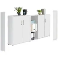 Moebel-dich-auf Aktenschrank TABOR 8 in weiß / weiß matt, Schrankwand, Büroschrank, abschließbar, Metallgriffe