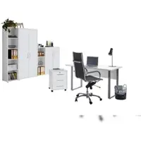 Moebel-dich-auf Büromöbel-Set TABOR 4 in weiß / weiß Hochglanz, Arbeitszimmer Komplett-Set Büro