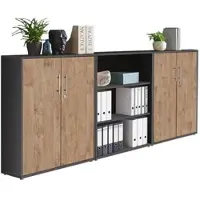 Moebel-dich-auf Aktenschrank TABOR 9 in anthrazit / Gold Harbor Oak, Schrankwand, Büroschrank, abschließbar,