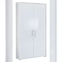 Moebel-dich-auf Aktenschrank TABOR breit / hoch in weiß / weiß Hochglanz, Büroschrank, abschließbar, (BxHxT) 84,4x185,6x33 cm