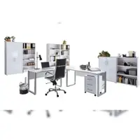 Moebel-dich-auf Büromöbel-Set TABOR PRO 7 in weiß / weiß Hochglanz, Arbeitszimmer Komplett-Set