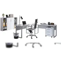 Moebel-dich-auf Büromöbel-Set TABOR PRO 2 in lichtgrau / weiß Hochglanz, Arbeitszimmer Komplett-Set