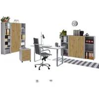 Moebel-dich-auf Büromöbel-Set TABOR 5 in lichtgrau / Artisan Eiche, Arbeitszimmer Komplett-Set Büro