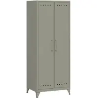 Bisley Fern Maxi Kleiderschrank aus Metall | Metallschrank im Retro-Instustrial Design in lichtgrau