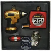 Kaemingk Christbaumschmuck Heimwerker Werkzeuge Glas 11 cm rot gold