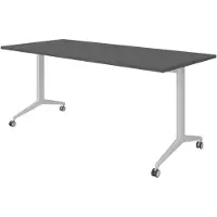 Bümö Seminartisch klappbar & fahrbar - Gestell: Silber, Nachbildung: Graphit, Größe: 180 x 80 cm