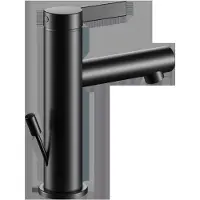 Keuco IXMO Pure Einhebel-Waschtischmischer 100, mit Zugstangen-Ablaufgarnitur, Ausladung 110mm, 59502371000, Farbe: Schwarz Matt