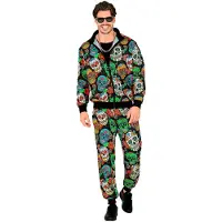 Widmann Dia De Los Muertos Trainingsanzug mit Totenköpfen Oberteil, Hose Unisex
