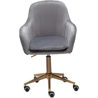 Amstyle Drehstuhl Samt Grau höhenverstellbar mit Lehne Rollen 120kg Design Schalenstuhl 54x52x105 cm