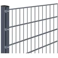 Wellker Doppelstabmattenzaun zum Aufdübeln Rundum-sorglos-Paket Anthrazit Komplettset, 2 Ecken, 1430 mm,50 m,8/6/8 mm