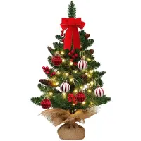 Merkloos Künstlicher Weihnachtsbaum Tannenbaum Tischweihnachtsbaum - 60 cm - 20 LEDs - Weihnachtsgrün - Tischmodell