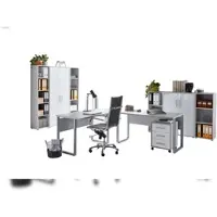 Moebel-dich-auf Büromöbel-Set TABOR PRO 5 in lichtgrau / weiß Hochglanz, Arbeitszimmer, Komplett-Set