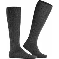Falke Kniestrümpfe "Teppich im Schuh", Kinder, Gr. 41-42, Sockengröße, grau (anthra.mel (3080)), Obermaterial: 70% Schurwolle WV. 30% Polyamid PA., Socken Kniestrümpfe