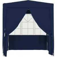 vidaXL Partyzelt mit Seitenwänden wasserdicht Pavillon Festzelt für Garten Terrasse Hochzeit Feiern und Veranstaltungen Gewebe 90 Gramm Blau 2 5 x 2 5 m