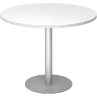 Hjh OFFICE PRO BISTRO F100R S - System Konferenztisch Weiß Silber Ø 100