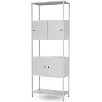Jan Nowak Regal für Ordner mit Abschließbarem Schrank Büroregal Offene Fachböden Metall ARIEL 80 × 220 × 40 cm Grau