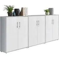 Moebel-dich-auf Aktenschrank TABOR 99 in lichtgrau / weiß matt, Schrankwand, Büroschrank, abschließbar, Metallgriffe