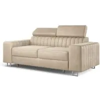 Masseno BETTSOFA SOLAN Creme Velours-Stoff mit Schlaffunktion