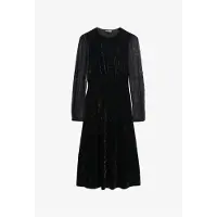 Superdry für Damen. W8011963A Lace Sleeve Velvet Kleid schwarz (XS), Party, Samt, Langarm