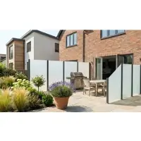 Meingartenversand.de Sichtschutzwand Glas Komplettset San Remo – Zaunpaket aus 8 mm ESG mit Edelstahl- oder Alupfosten, 2 Höhen, optional Wandanschluss – Länge wählbar