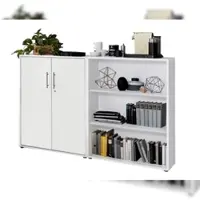 Moebel-dich-auf Aktenschrank TABOR 1 niedrig in weiß / weiß matt, Schrankwand, Büroschrank, abschließbar, Metallgriffe
