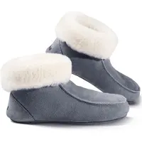 Fellhof Hüttenpatschen Uni Hüttenschuhe mit Lammfellfutter Blaugrau, 3101-2 - Gr. 45