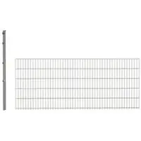 Hadra Doppelstabmattenzaun, silbergrau, 8/6/8 mm, Erweiterungs-Set à 2,5 m, inkl. Pfosten, Klemmhalter - silberfarben