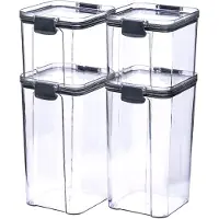 Krumble Vorratsgläser 4er-Set - 700 ml + 700 ml + 1300 ml + 1300 ml + 1300 ml - Lebensmittelbox - Vorratsgläser - Mit Deckel - Vorratsgläser - Kunststoff - Transparent - Schwarz