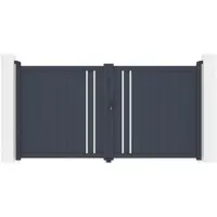 Casanoov Flügeltor Giona 300x140cm Aluminium & Tor 100x140cm Grau