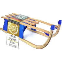 Merkloos Holzschlitten Rodelschlitten Davos Schlitten - Klappbar - 110 cm - Mit Rückenlehne - Buchenholz