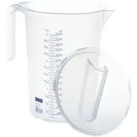 Hünersdorff Messbecher 938590, aus Kunststoff, mit ml / Liter Skala, mit Deckel, hitzebeständig, 3 Liter