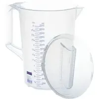 Hünersdorff Messbecher 938090, aus Kunststoff, mit ml / Liter Skala, mit Deckel, hitzebeständig, 3 Liter