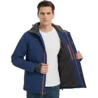 Merkloos Skijas Herren Winterjacke – Wasserdicht – Winddicht – Schwarz mit orangenen Reißverschlüssen – Für Wintersport und Skifahren
