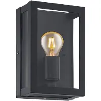 Eglo Außen-Wandlampe Alamonte 1, 1 flammige Außenleuchte, Wandleuchte aus Stahl verzinkt in schwarz und klarem Glas, E27 Fassung, IP44