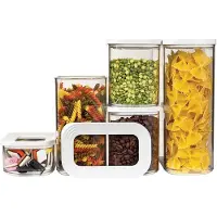 Mepal - Vorratsbehälter Modula 5-teiliges Set - Aufbewahrungsboxen mit Deckel - Küchenorganizer & Vorratsboxen - Stapelbar & Luftdicht - 1x 2000 ml, 1x 1500 ml, 2x 1000 ml & 1x 425 ml - White
