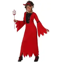Atosa Dämonenkinder Mädchenkleid Und Hörnerkostüm