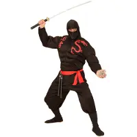 Widmann SUPER MUSKEL NINJA (Muskelshirt mit Kapuze, Gesichtsmaske, Hose, Gürtel), L