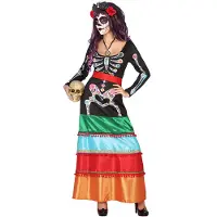 Atosa Mexikanisches Skelett Langes Kleid Kostüm