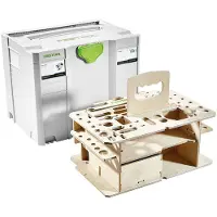Festool SYSTAINER SYS 4 T-LOC SYS-HWZ Box Werkzeugkoffer ( 497658 ) lichtgrau koppelbar mit Holzeinsatz