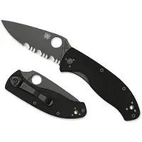 Spyderco Tenacious Taschenmesser, schwarz, Wellenschliff
