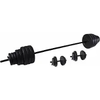 Tunturi Hantelset Vinyl mit 1 Langhantel, 2 Kurzhantel, 16 Hantelscheiben 50 kg mit 5 kg, 2,5 kg, 1,25 kg,