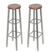 vidaXL Barhocker 2 Stk. Metall mit MDF-Sitz