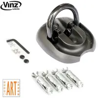 Vinz Everest Wandanker / Bodenanker | ART4 Zertifikat | Bügelstärke Ø14mm | zur Sicherung für Motorrad Moped Fahrrad | auf- und einklappbar Befestigungsanker | mit Befestigungsmaterial (Schwarz)